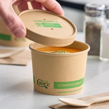 EcoChoice 12 oz. Kraft Paper Food Cup with Vented Lid - 25/Pack