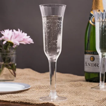 Visions 5 oz. Clear 2-Piece Plastic Champagne Flute - 120/Case