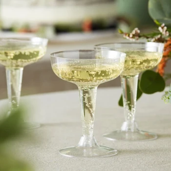 Visions 4 oz. Clear 2-Piece Plastic Champagne Glass - 360/Case