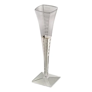 Fineline Solid Squares 5 oz. Clear Plastic Champagne Flute - 72/Case