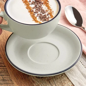 Acopa Embers 5 1/2" Gray Matte Stoneware Saucer - Sample