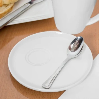 Libbey Slenda 5 1/4" Royal Rideau White Porcelain Double Well Saucer - Sample