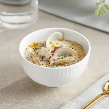 Acopa Cordelia 12 oz. Bright White Embossed Porcelain Bowl - Sample