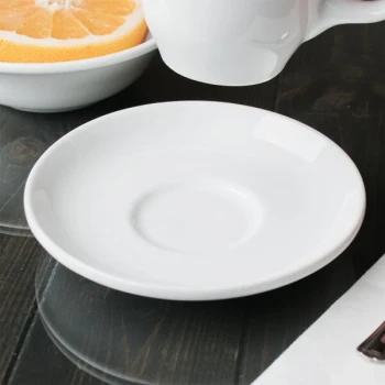 Libbey Reflections 5 7/8" Aluma White Porcelain Tea Saucer / Coupe - Sample