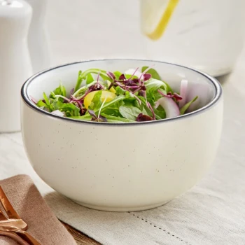 Acopa Embers 13 oz. Cream White Matte Stoneware Bowl - Sample