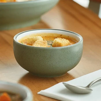 Acopa Embers 10 oz. Moss Green Matte Stoneware Bowl - Sample
