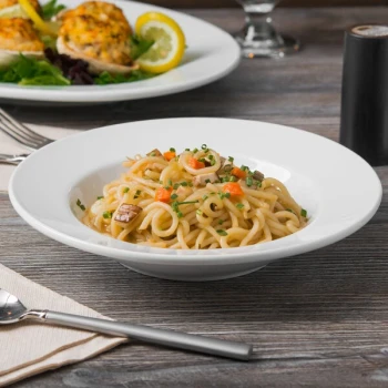 Libbey Porcelana 11 oz. Bright White Porcelain RD Soup Bowl - Sample