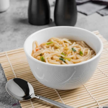 Libbey Porcelana 19 oz. Bright White Porcelain Noodle Soup Bowl - Sample