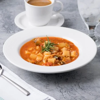 Reserve by Libbey Repetition 13 oz. Aluma White Porcelain Soup Bowl - Sample