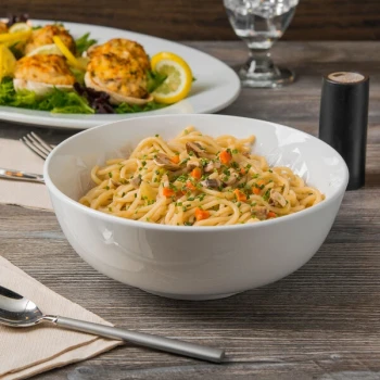 Libbey Porcelana 60 oz. Bright White Porcelain Noodle Soup Bowl - Sample