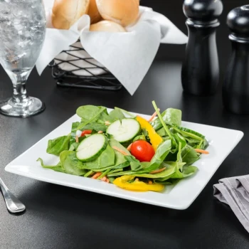 Libbey Slate 9" Ultra Bright White Wide Rim Square Porcelain Plate - Sample