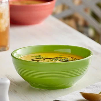 Acopa Capri 19 oz. Bamboo Green Stoneware Bistro Bowl - Sample