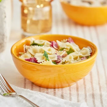Acopa Capri 19 oz. Mango Orange Stoneware Bistro Bowl - Sample