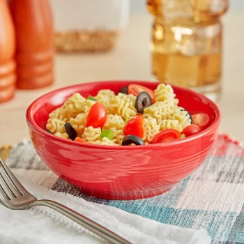 Acopa Capri 19 oz. Passion Fruit Red Stoneware Bistro Bowl - Sample