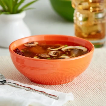 Acopa Capri 19 oz. Valencia Orange Stoneware Bistro Bowl - Sample