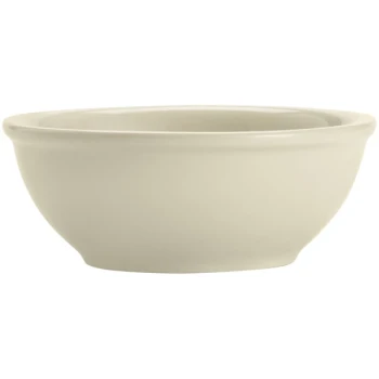 Libbey Porcelana Cream 10 oz. Cream White Rolled Edge Porcelain Nappie Bowl - Sample