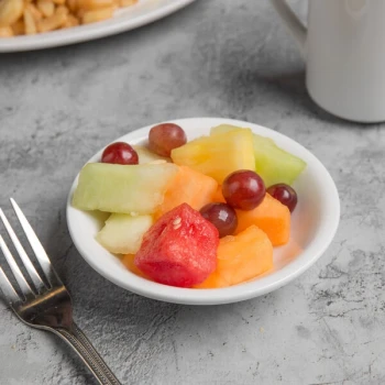 Libbey Porcelana 5.5 oz. Bright White Porcelain Fruit Bowl - Sample