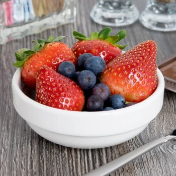 Libbey Slenda 6 oz. Royal Rideau White Stacking Porcelain Fruit Bowl - Sample