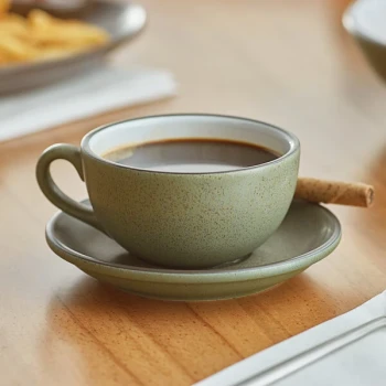 Acopa Embers 10 oz. Moss Green Matte Stoneware Cup - Sample