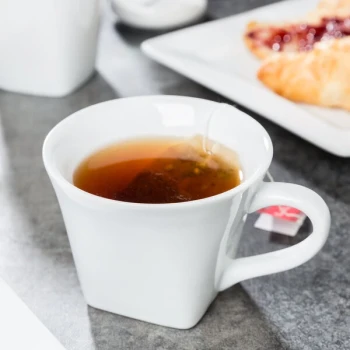 Libbey Slate 8 oz. Ultra Bright White Low Porcelain Cup - Sample