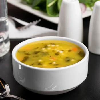 Libbey Slenda 10 oz. Royal Rideau White Stacking Porcelain Bouillon - Sample