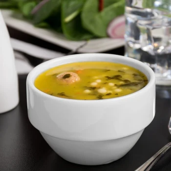 Libbey Slenda 8 oz. Royal Rideau White Stacking Porcelain Bouillon - Sample