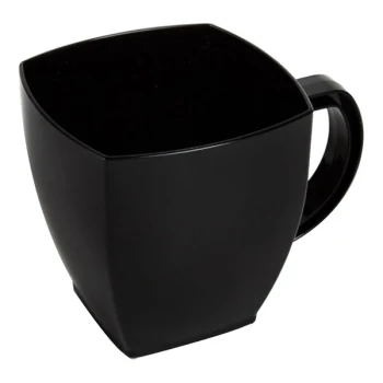 Fineline Solid Squares 8 oz. Black Plastic Coffee Mug - 96/Case