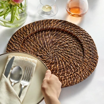Acopa 13" Round Brunet Rattan Charger Plate - Sample