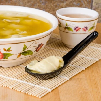 GET M-6030-BK 0.65 oz. Black Melamine Soup Spoon - 12/Pack