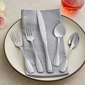 Acopa Scottdale 18/8 Stainless Steel Extra Heavy Weight Flatware 5-Piece Set - Sample