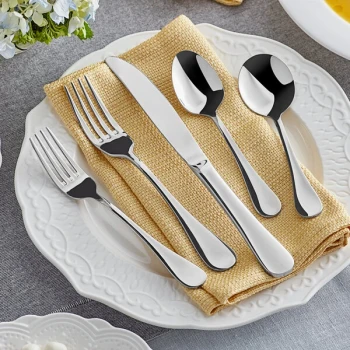 Acopa Vittoria 18/8 Stainless Steel Extra Heavy Weight Flatware 5-Piece Set - Sample