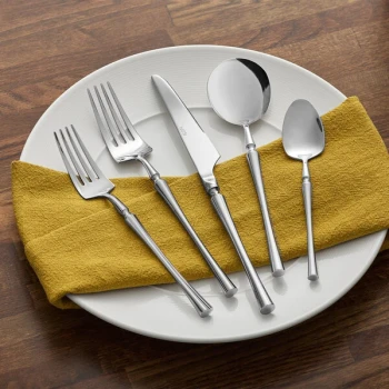 Acopa Hepburn 18/10 Stainless Steel Forged Extra Heavy Weight Flatware 5-Piece Set - Sample