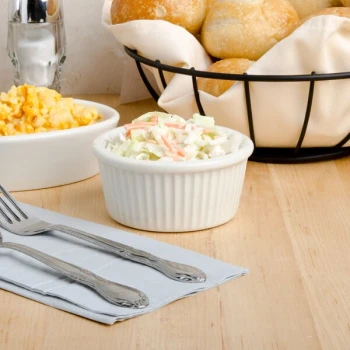 Tuxton BEX-0602 6 oz. Eggshell Fluted China Souffle / Ramekin - 48/Case