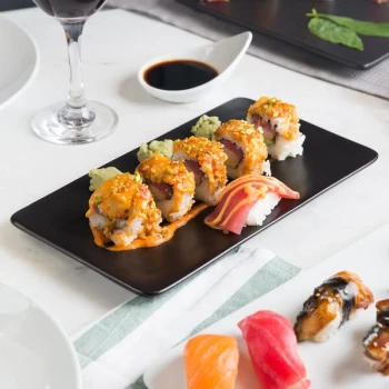 Acopa 10" x 5 3/4" Rectangular Matte Black Stoneware Flat Plate - 12/Case