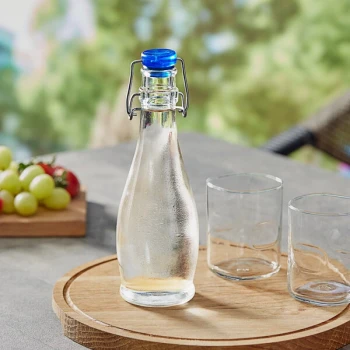 Libbey 13151017 12.5 oz. Oil / Vinegar Cruet / Water Bottle with Wire Bail Lid - 12/Case