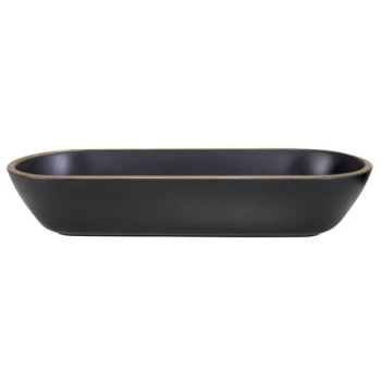 Elite Global Solutions B248152-GLDB Kobe 2.2 Qt. Black / Gold Oval Melamine Bowl