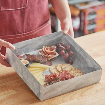Enjay Marble Laminated Box with Lid for Meats and Treats 10" x 10" x 2 1/2" - 75/Case