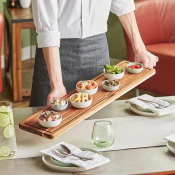 Acopa 31" x 7" XL Acacia Wood Serving Board with 5" Handle