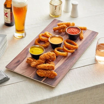 Acopa 18" x 10" Walnut Faux Wood Melamine Serving Board