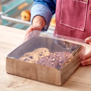 Enjay Wood Laminated Box with Lid for Meats and Treats 8" x 8" x 2 1/2" - 75/Case