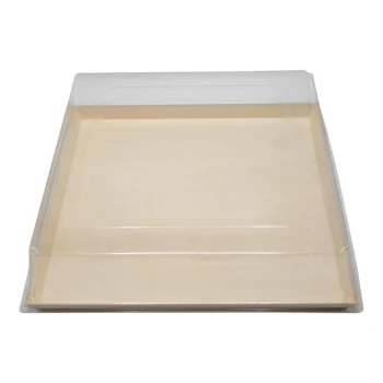 VerTerra 14" x 14" x 4 1/2" Balsa Wood Tray with Lid - 25/Case