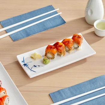 Acopa Biru 9 1/4" x 4 1/8" Rectangular Melamine Plate - 12/Case