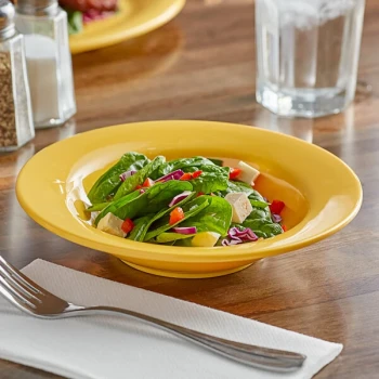 Acopa Foundations 8 oz. Yellow Wide Rim Melamine Salad Bowl - 12/Pack