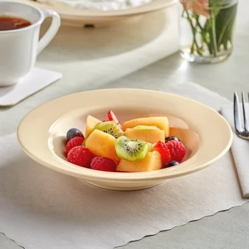 Acopa Foundations 8 oz. Tan Wide Rim Melamine Salad Bowl - 12/Pack