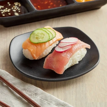 GET P-500-BK Nara 5" Black Matte Square Melamine Plate - 48/Case