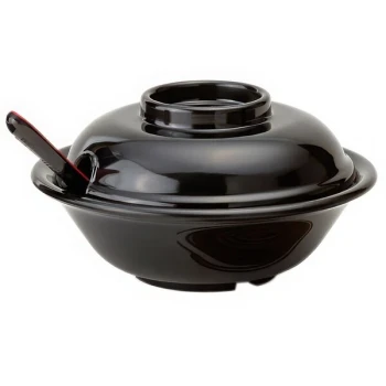 GET B-720-BK 16 oz. Black Fuji Bowl with Lid - 24/Case