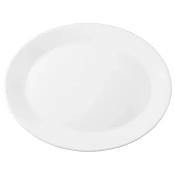 Chef & Sommelier FM564 Eternity Plus 11 1/2" Warm White Rolled Edge Wide Rim Oval China Platter by Arc Cardinal - 12/Case