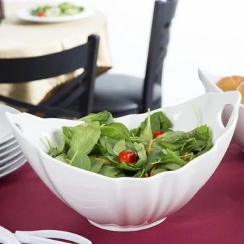 10 Strawberry Street WTR-13WVBOATBWL Whittier 80 oz. White Porcelain Boat Bowl with Wave Texture - 4/Case