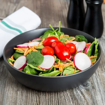 10 Strawberry Street WM-6-BLK Wazee Matte 48 oz. Round Black Stoneware Serving Bowl - 2/Case