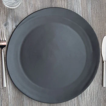 10 Strawberry Street RPPLE-BLKCHRGR Matte Wave 12 3/4" Black Charger Stoneware Plate - 12/Case